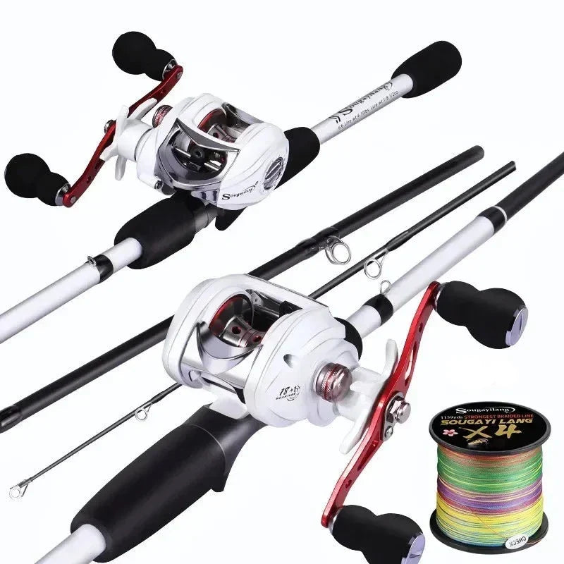 Kit de Pesca Sougayilang Carretilha de Alta Performance e Vara Leve 1.98m